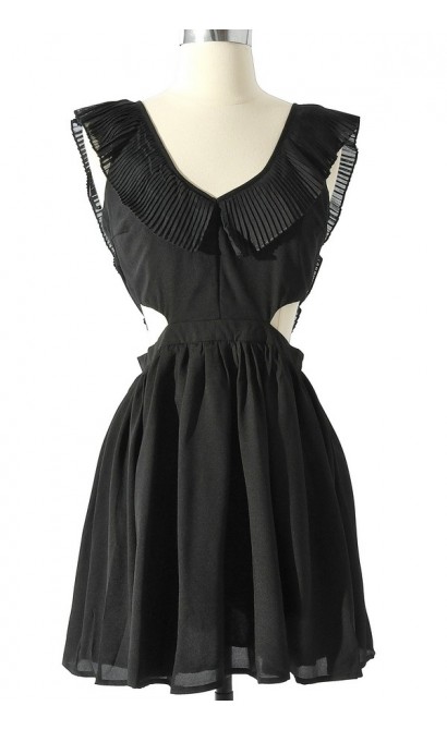 Layla Cutout Ruffle Dress in Black